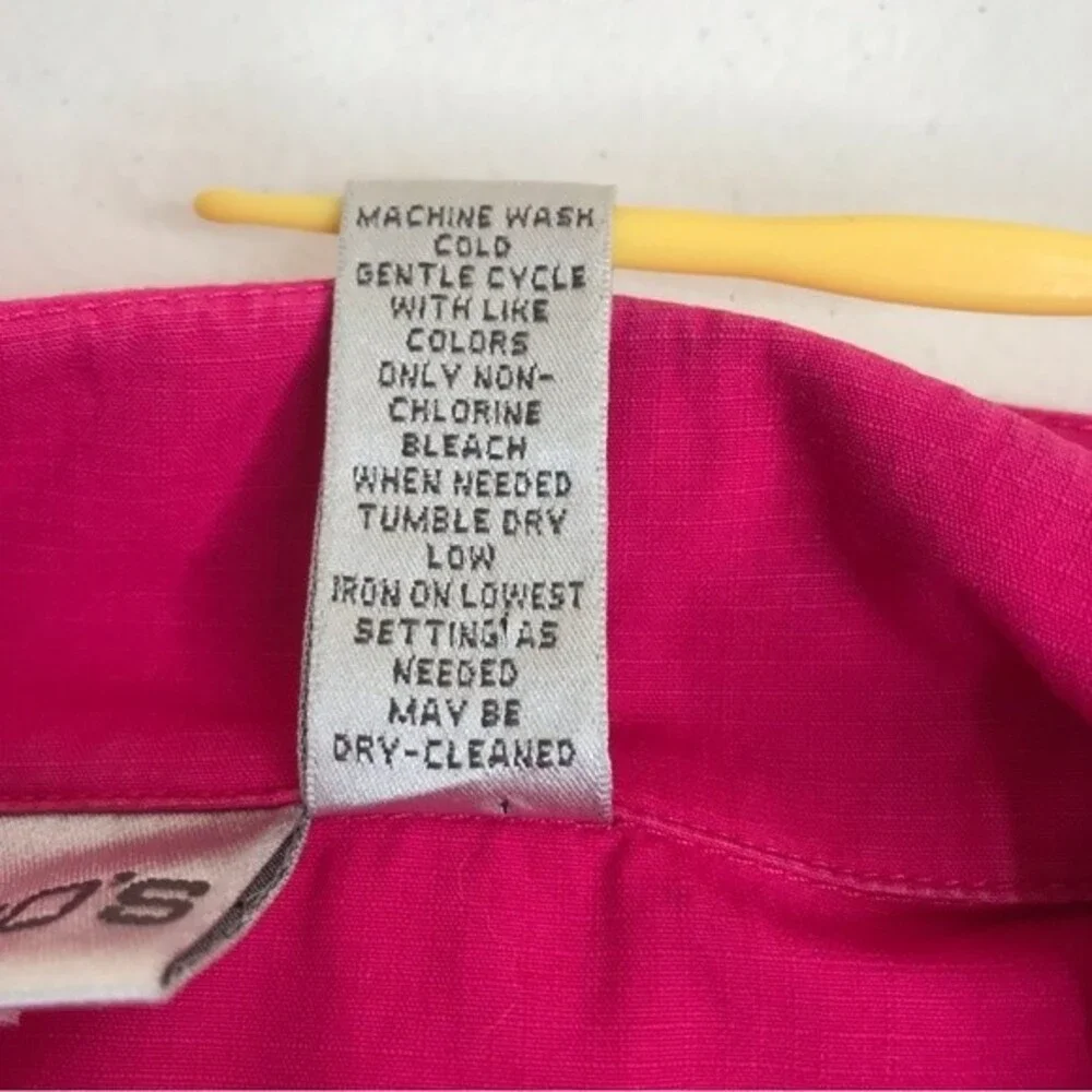 Chicos Bright Pink 3/4 Sleeve Convertible Collar Jacket Ripstop Women Medium